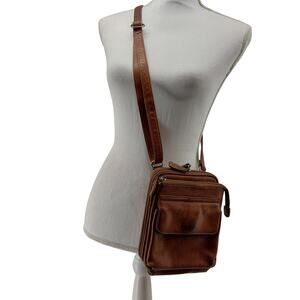Fossil Brown Leather Purse Crossbody Shoulder Bag Adjustable